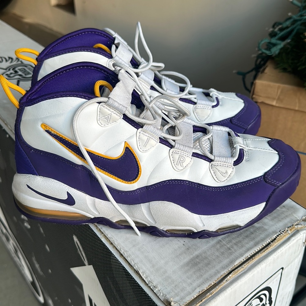 Nike Air Max Uptempo LA Lakers Mens 12 Basketball Shoes Sneakers Derek Fisher